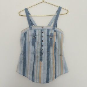 Free People sz 4 S women's blue stripe tank top